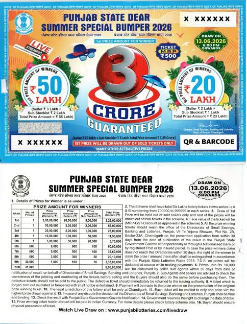 Punjab State Dear Summer Special Bumper 2026